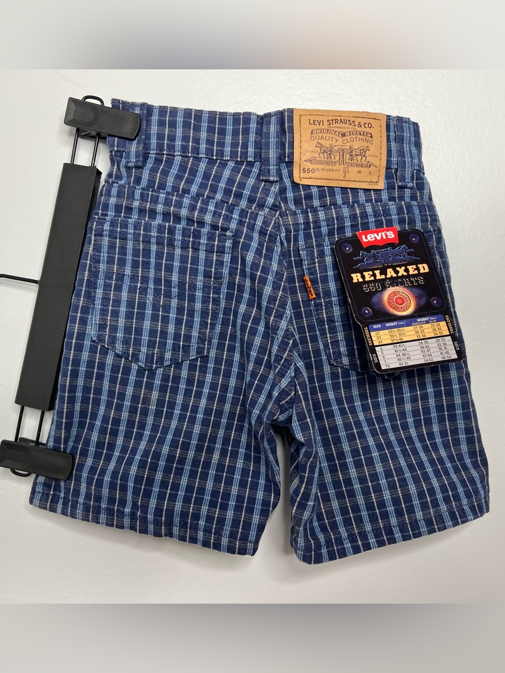 Vintage Little Levis 550 Relaxed Fit Shorts Kids Size 3 Blue USA Made Orange Tab